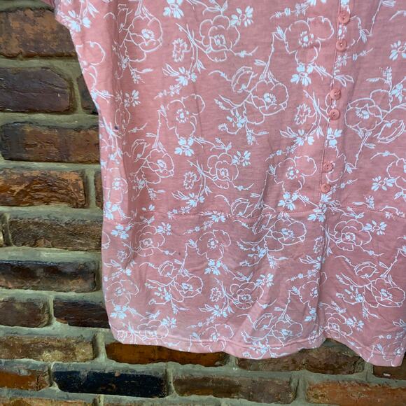 NWT Stefano Pink Floral Short Sleeve Button Up Top w/ Shoulder Pads Size 22/24W - Picture 3 of 5